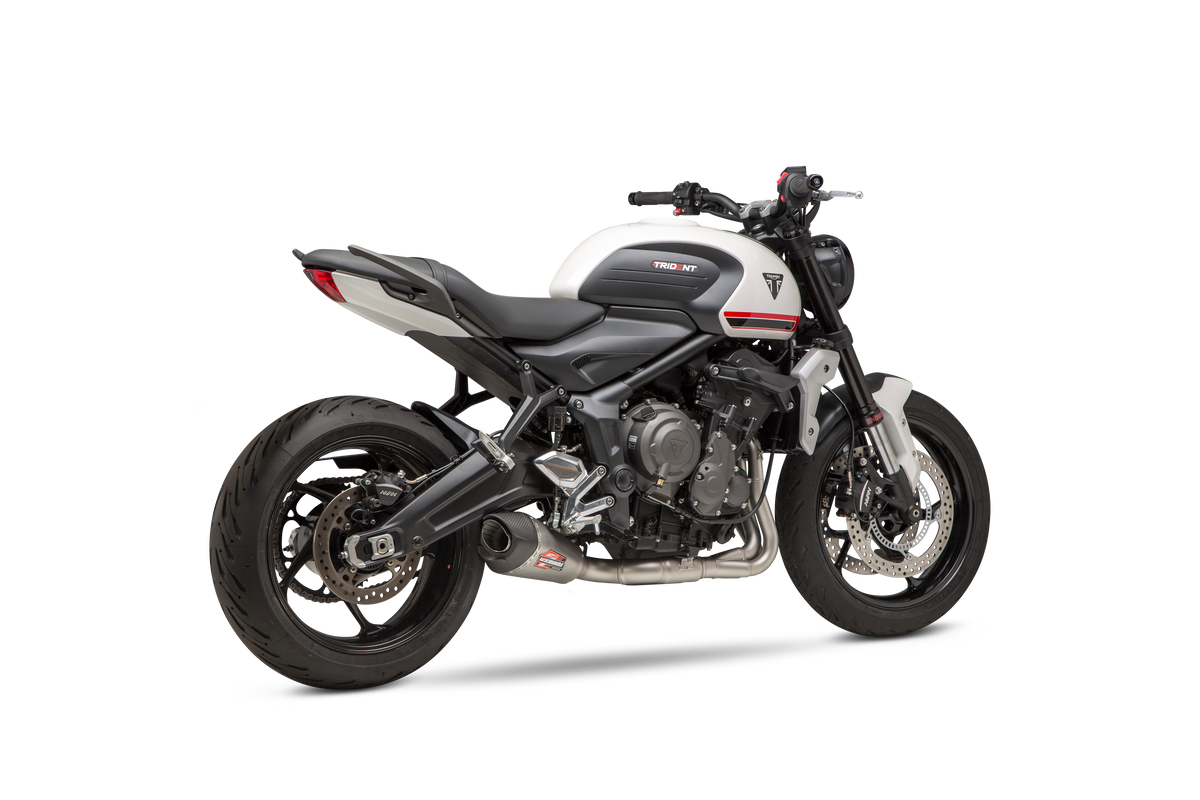 Yoshimura AT2 Race Full System Exhaust for Triumph Trident 660 - Matte Carbon Fiber End Cap