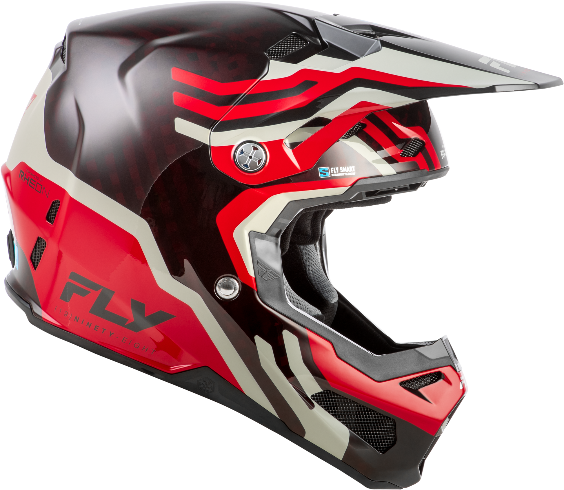 Fly Racing YTH Formula S Carbon Byte Helmet Youth Large Red Carbon / Red / Grey