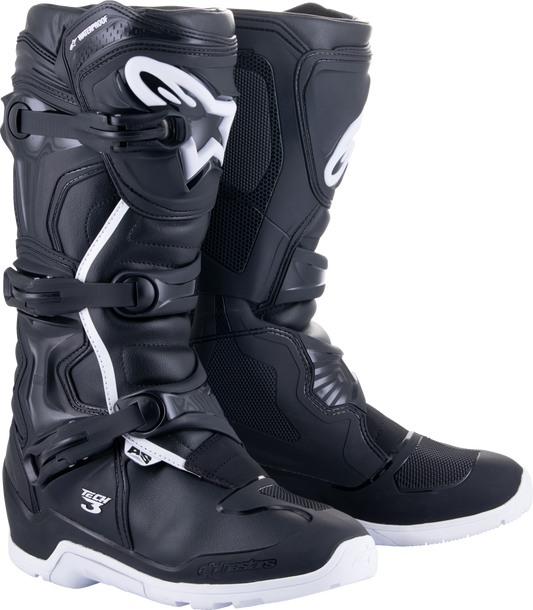 Alpinestars Tech 3 Enduro Waterproof Boots Black/White US 8 – Off-Road Motocross Footwear