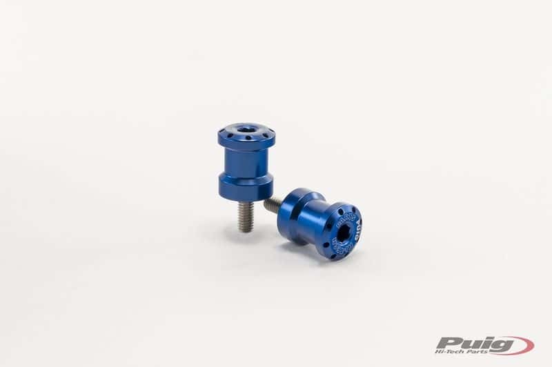 PUIG Swingarm Spools Hi Tech 6mm Blue for Aprilia and Dorsoduro Models
