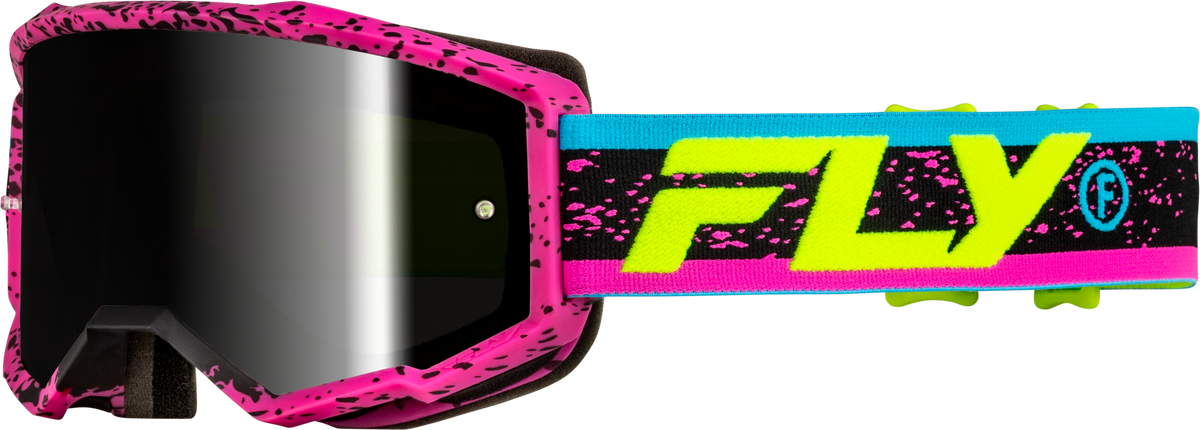 Fly Racing Youth Zone Offroad Goggles Pink/Black/Hi-Vis Yellow with Black Mirror/Smoke Lens
