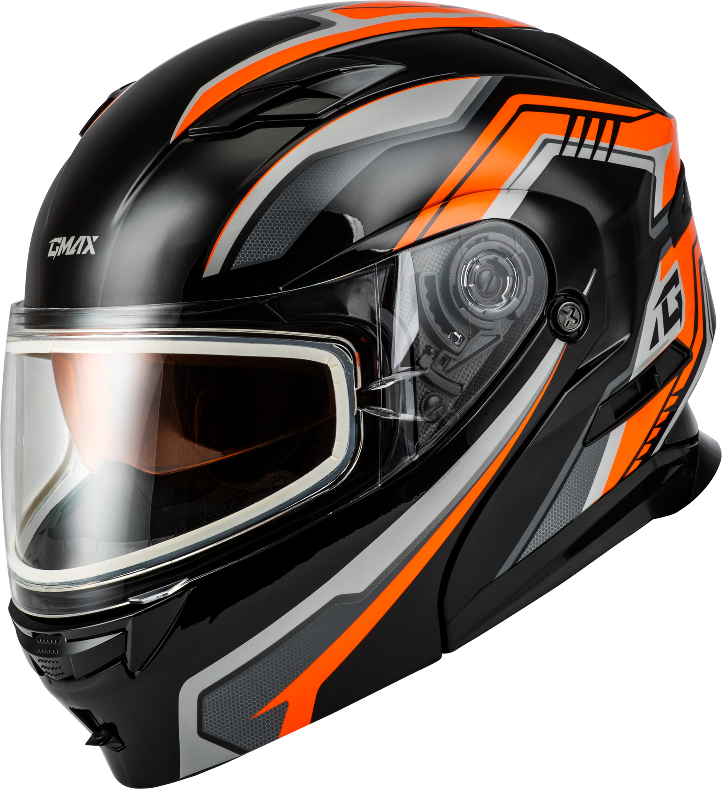 GMAX MD-01S Modular Snow Helmet with Quick Release Buckle and LED Light - Orange/Black, Medium