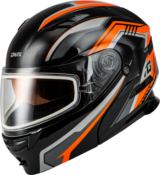 GMAX MD-01S Modular Snow Helmet with Quick Release Buckle and LED Light - Orange/Black, Medium