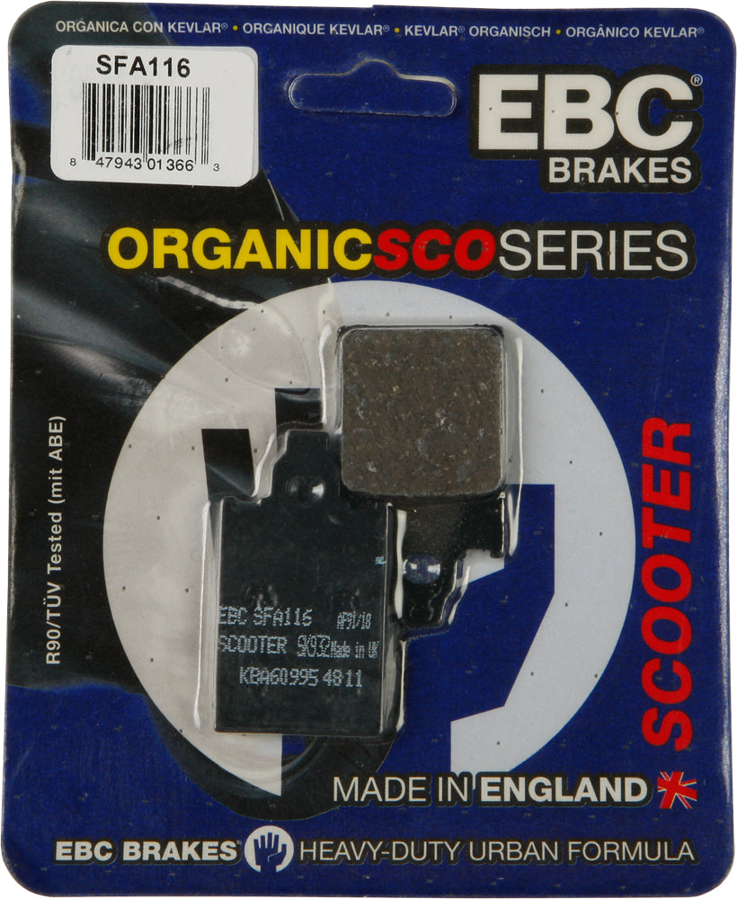 EBC Brakes SFA116 Organic Brake Pads for Scooter - Street Segment