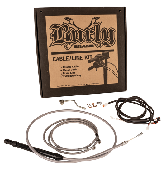 BURLY BRAND Control Kit for 14, 16, & 18 Inch Ape Hangers with Stainless Steel Finish – Part B30-1312
