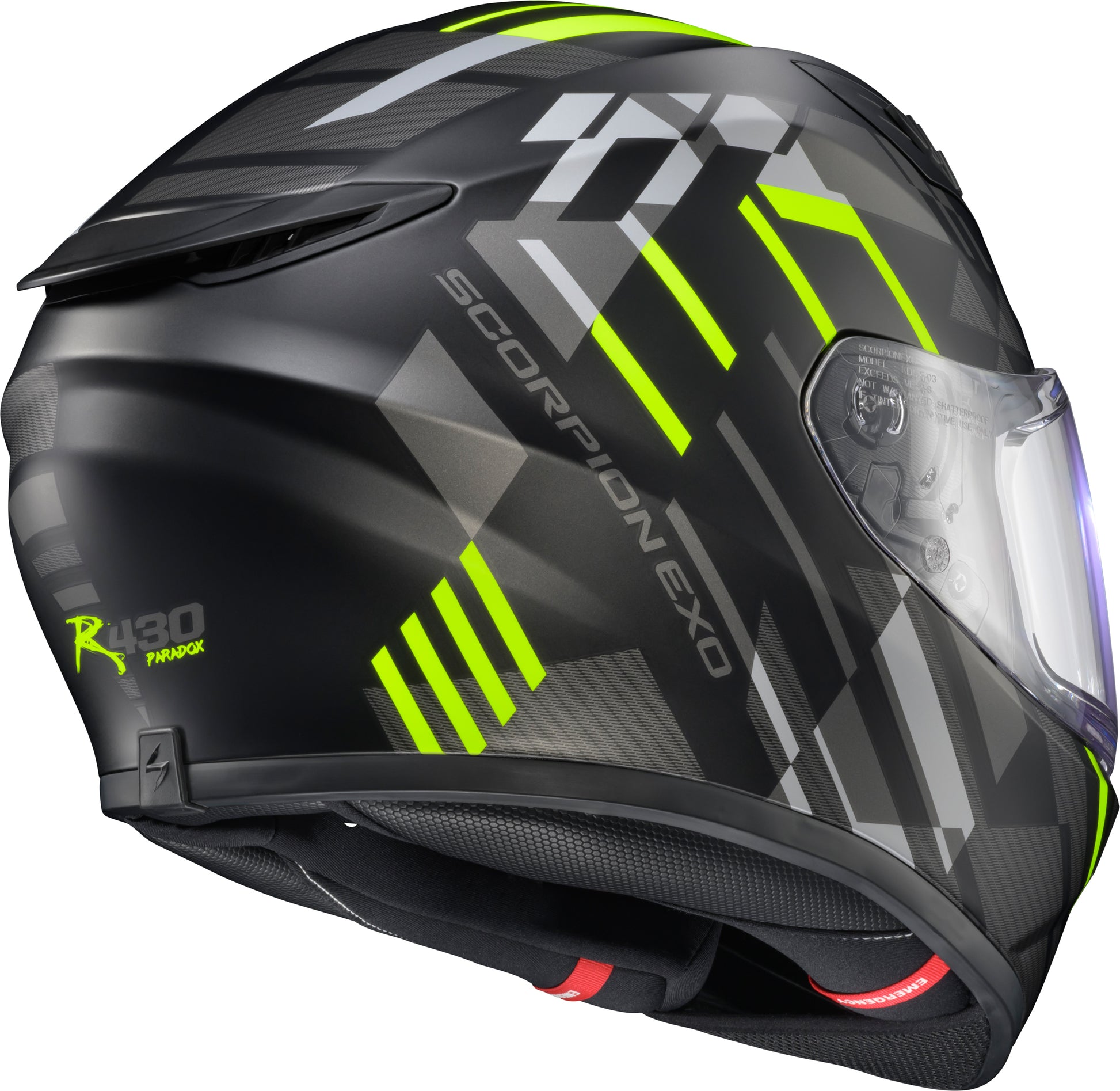Scorpion EXO Exo R430 Full Face Helmet Paradox Hi-Vis Yellow, Size Large