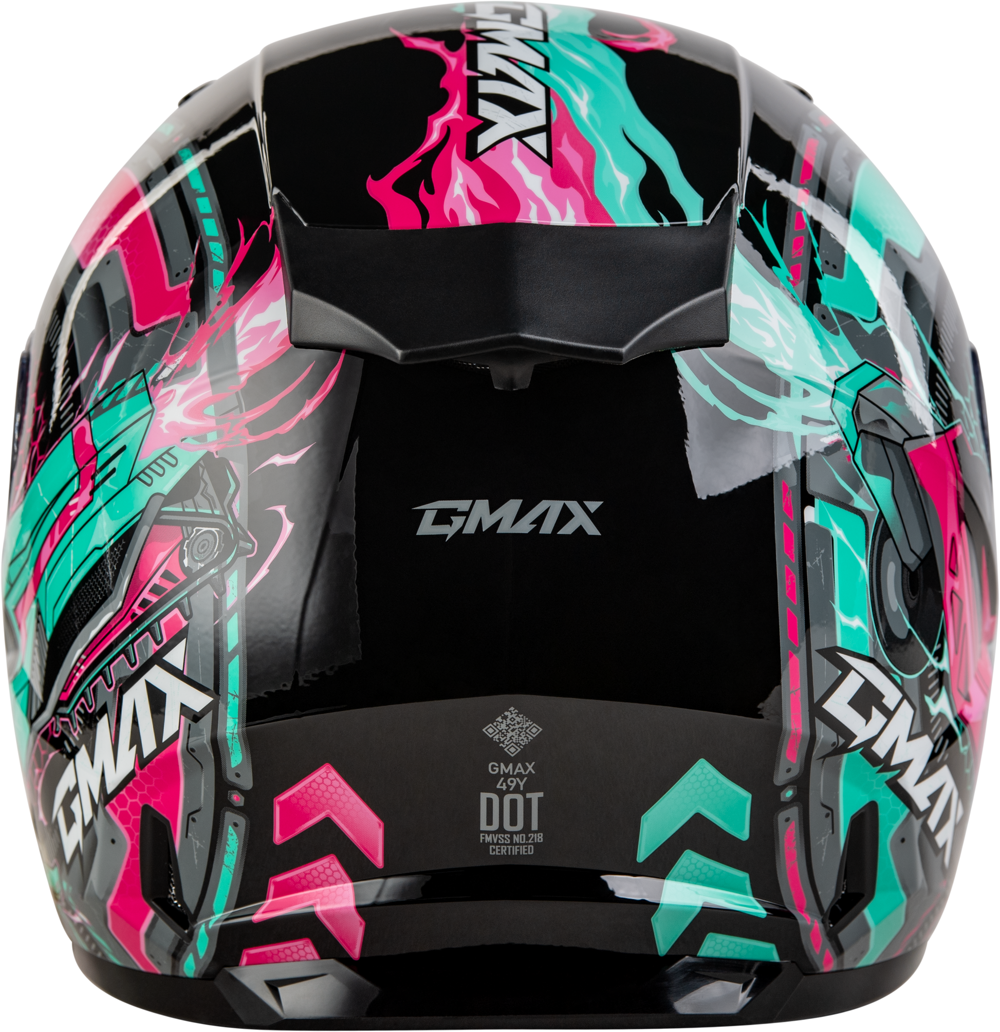 GMAX GM-49Y Youth Full-Face Helmet - Black, Pink & Aqua, Street Segment