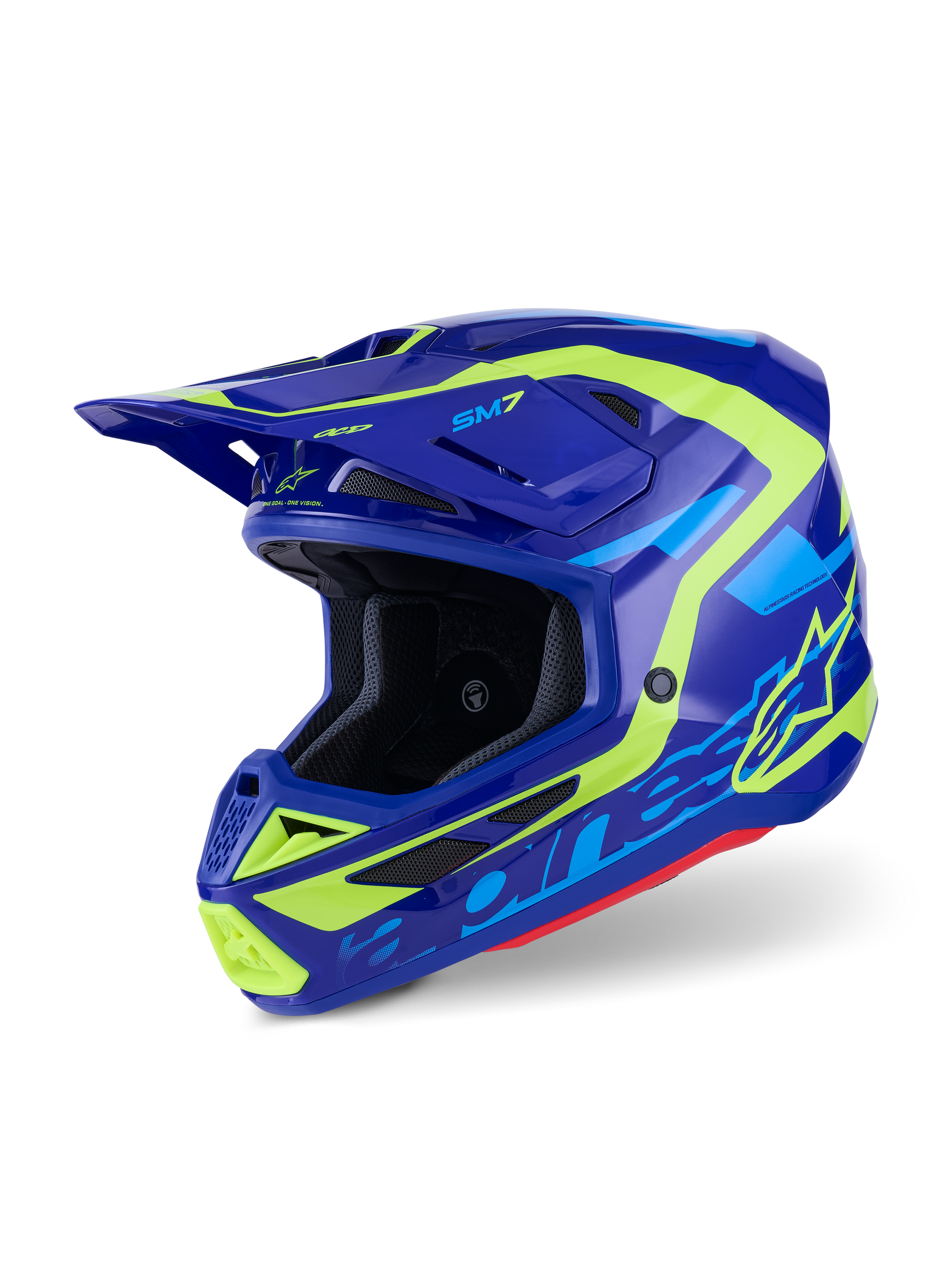 Alpinestars SM7 Deed Helmet Large Blue/Yellow Fluo Glossy Off-Road Motorcycle Helmet