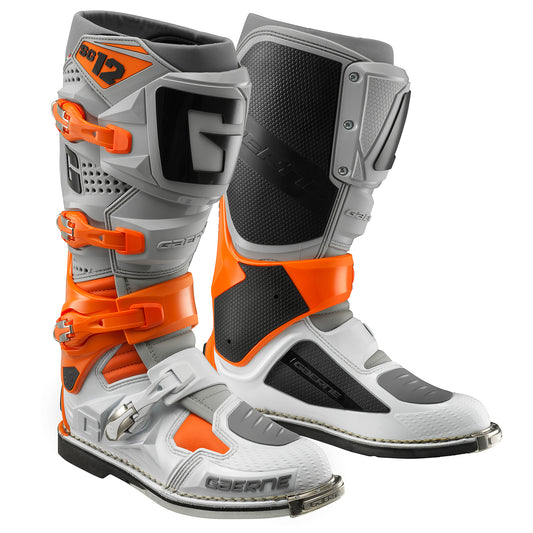 Gaerne SG-12 Offroad Motorcycle Boots Size US 8 - Orange, Grey, White