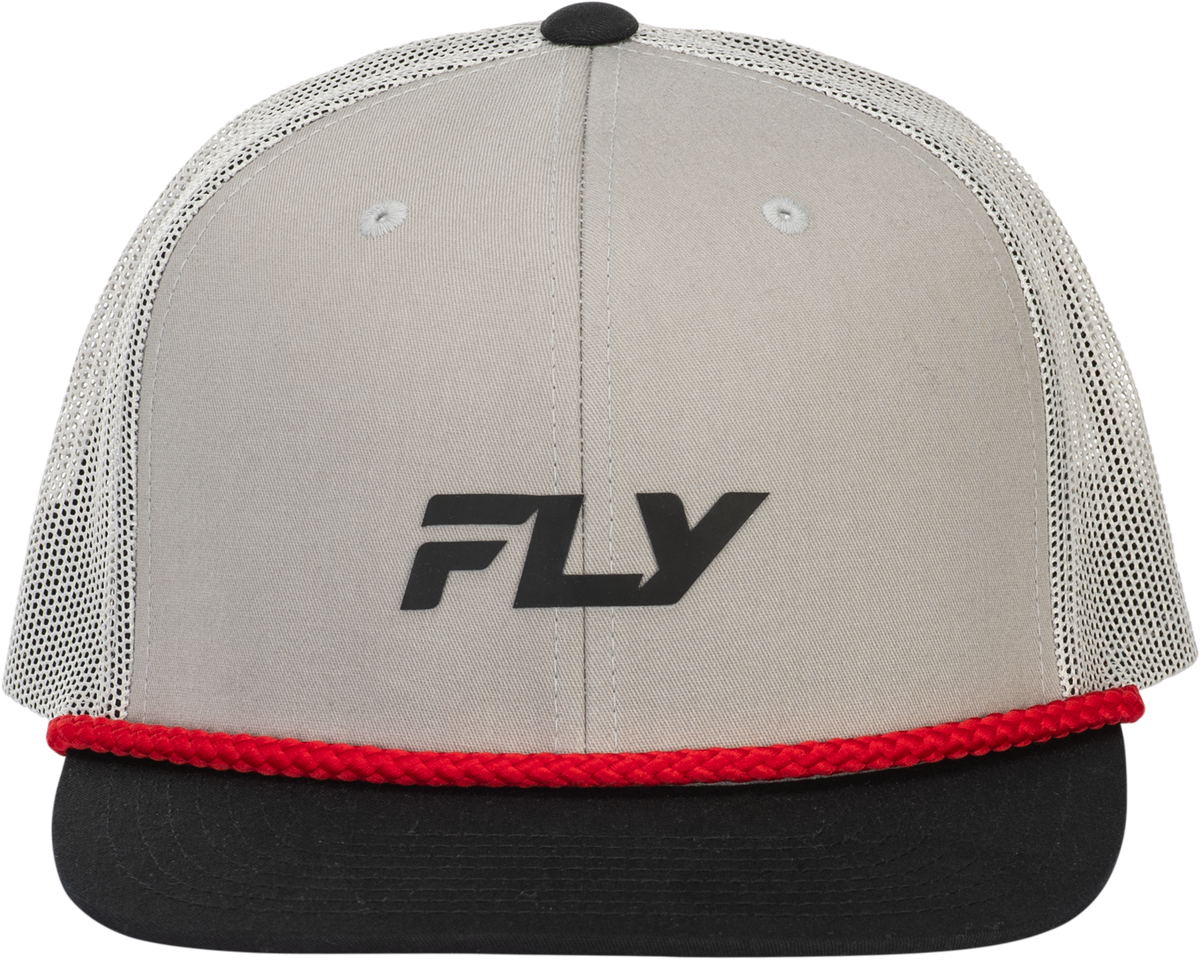 Fly Racing Fly Trucker Hat Grey - Adjustable Snapback Cap with Curved Bill