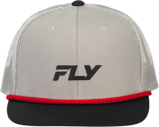 Fly Racing Fly Trucker Hat Grey - Adjustable Snapback Cap with Curved Bill