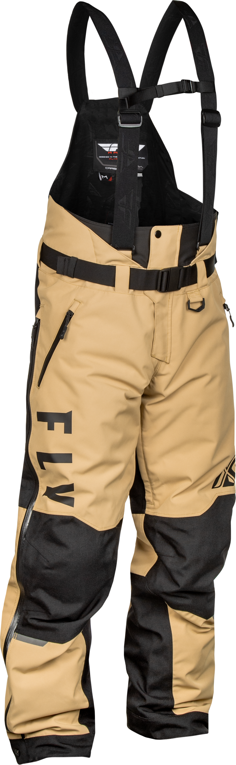 Fly Racing Carbon Bibs Small Black/Tan - Snow Sports Pants for Adults