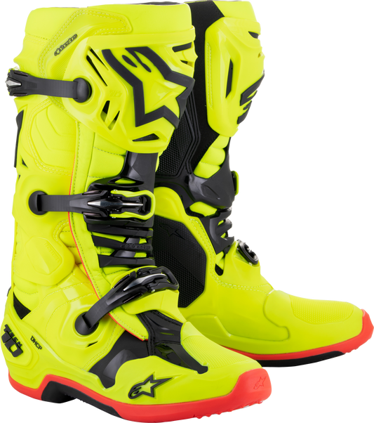 Alpinestars Tech 10 Offroad Motorcycle Boots – Fluorescent Yellow/Black/Red, US Size 7