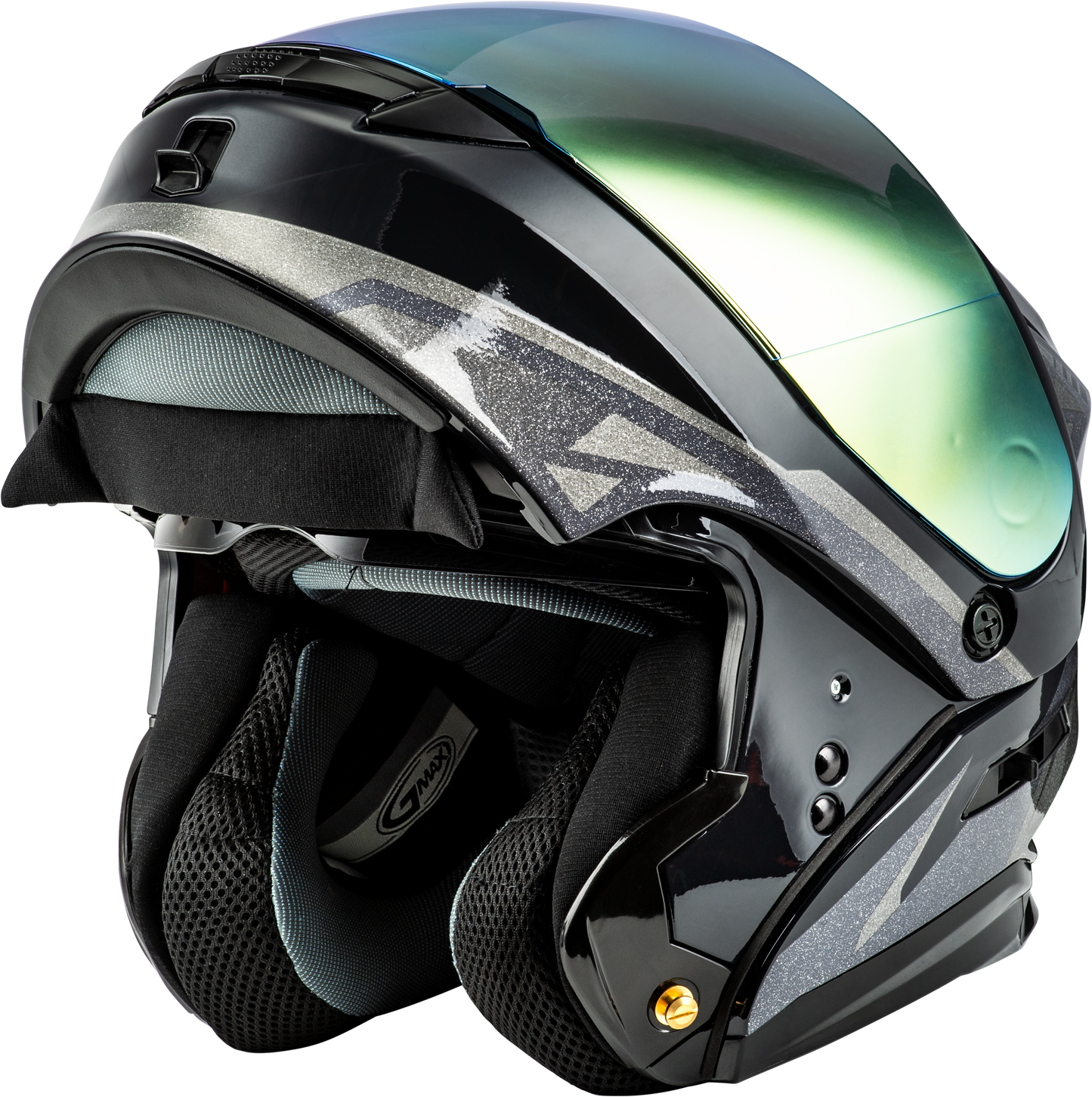 GMAX MD-01 Volta Modular Helmet in Silver/Gold/Grey Metallic - Medium