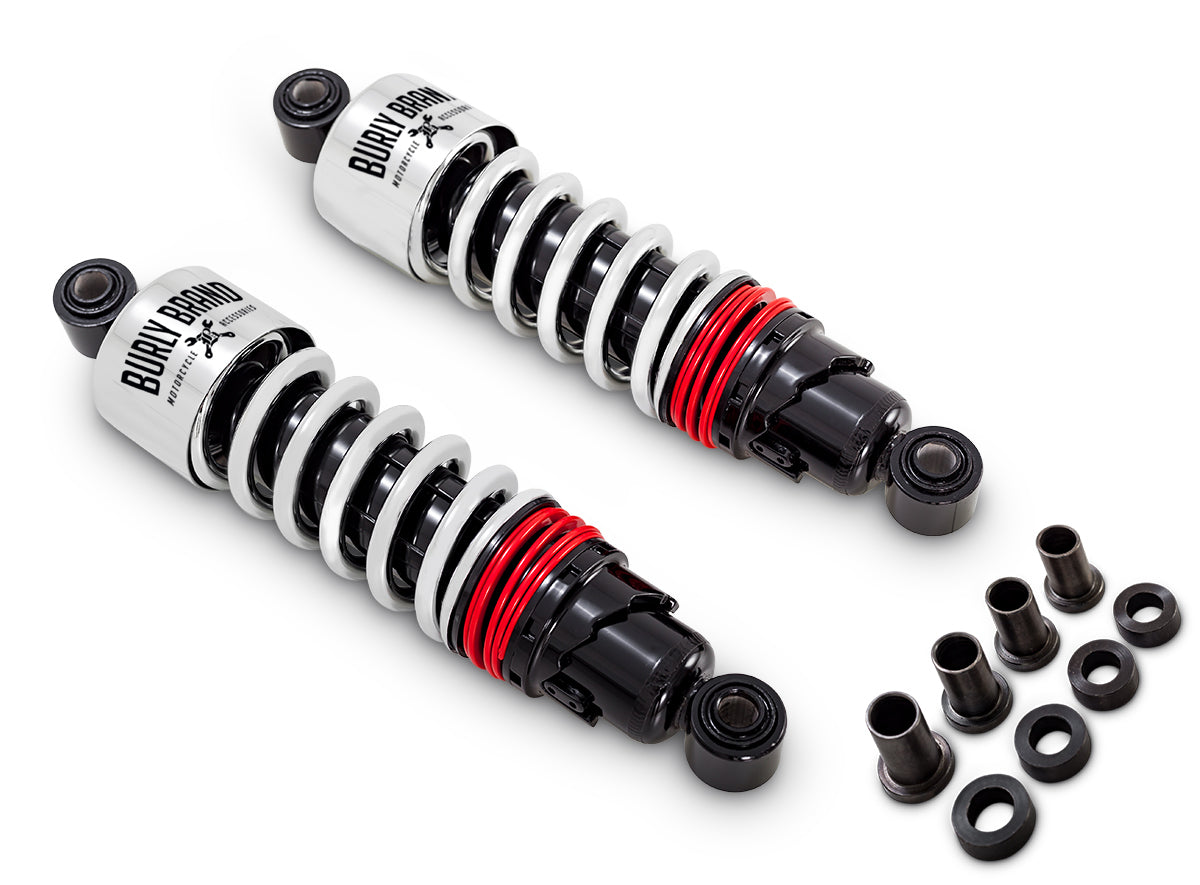 BURLY Brand Slammer Plus Shocks 11.5 inch Chrome for Harley Davidson FLHT, FLTR, FLHR Models