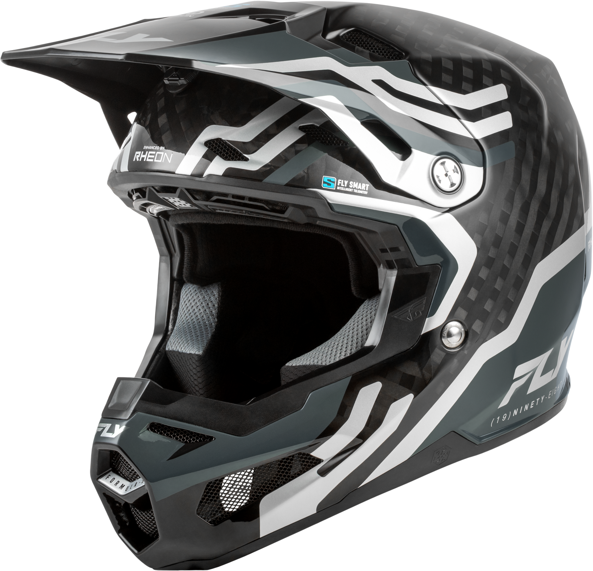 Fly Racing Formula S Carbon Byte Helmet X-Small Black Carbon/Grey/Silver