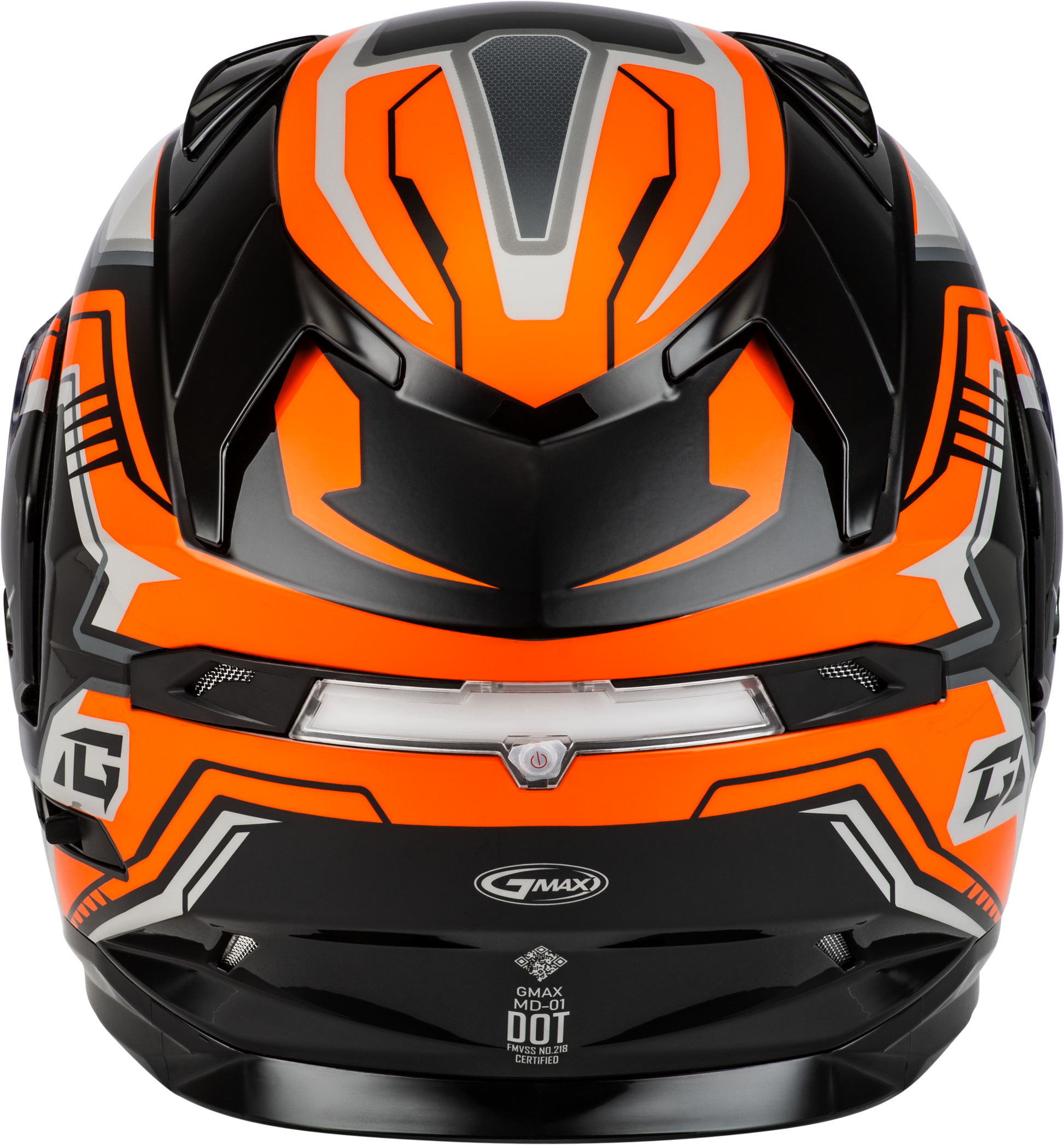 GMAX MD-01S Transistor Snow Helmet Orange/Black Small with Quick Release Buckle and Integrated LED Light