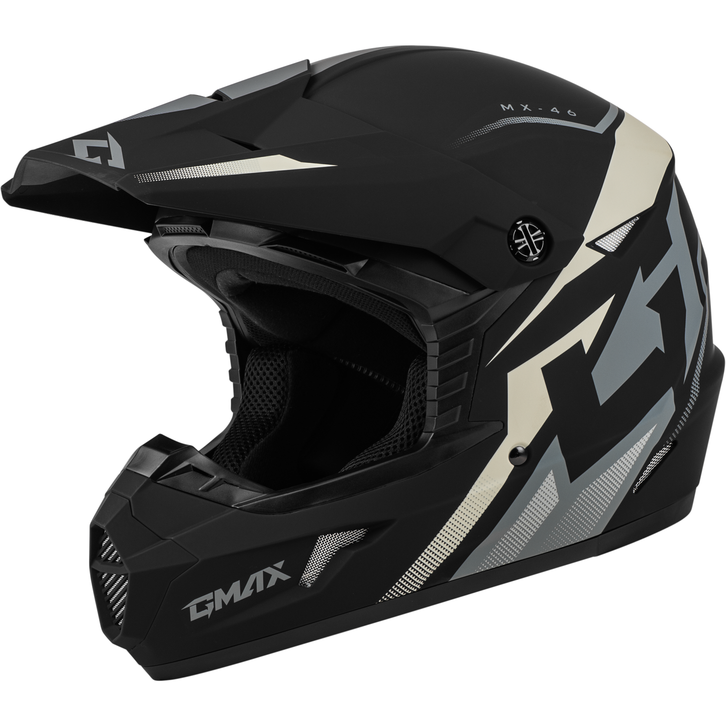 GMAX MX-46 Off-Road Helmet Matte Black/Grey/White, Medium - DOT Approved with 19 Vents