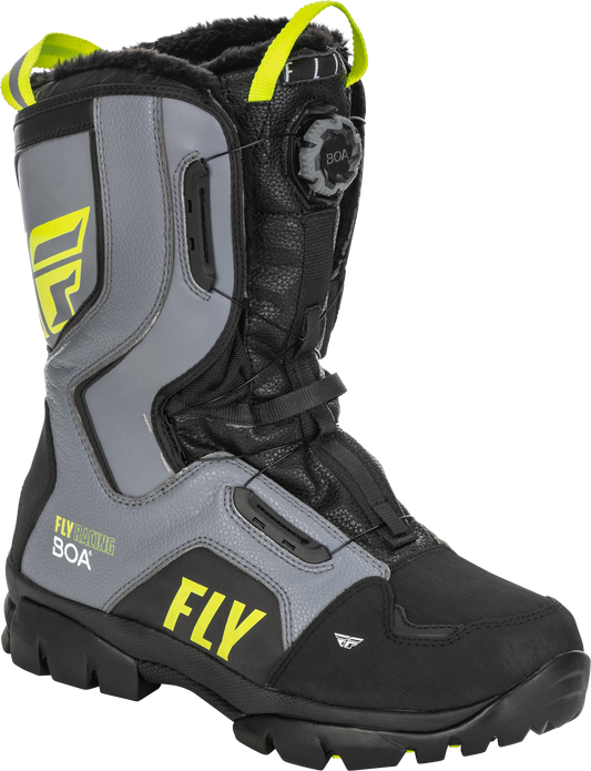 Fly Racing Marker Boa Boot Black/Grey/Hi-Vis Yellow US 07 – All-Terrain Snow Boots with Waterproof and Insulated Design