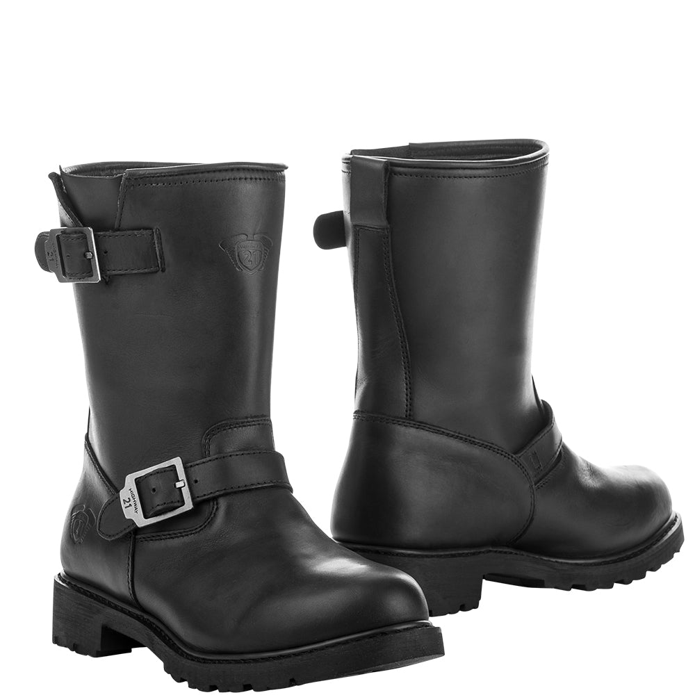 Highway 21 Primary Engineer Short Boots in Black - Men’s Waterproof Leather Footwear, Size US 8