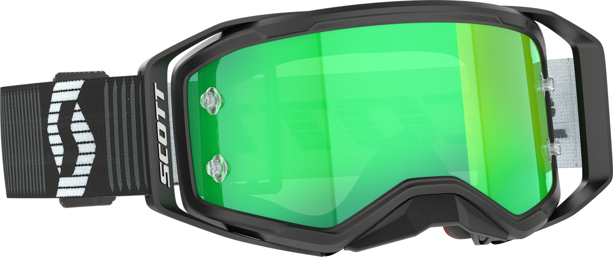 SCOTT Prospect 2.0 Offroad Goggle in Black/White with Green Chrome Lens