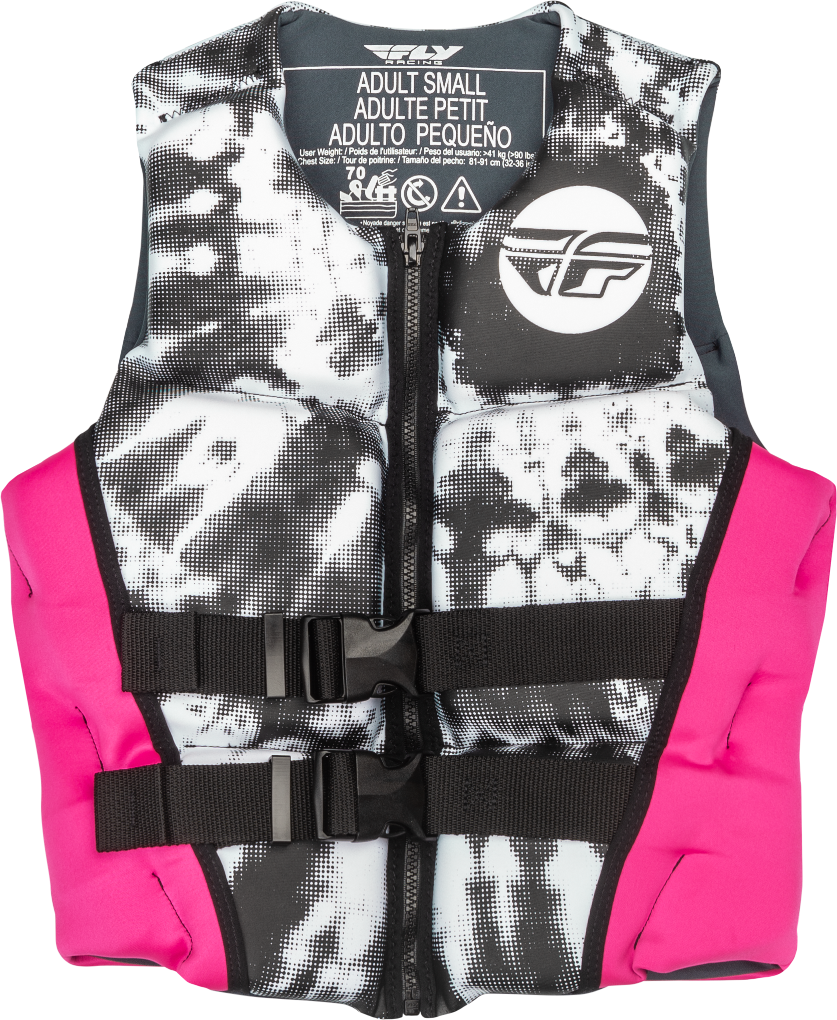 Fly Racing Women's Neoprene Flotation Vest Small - Neon Pink, White, and Black