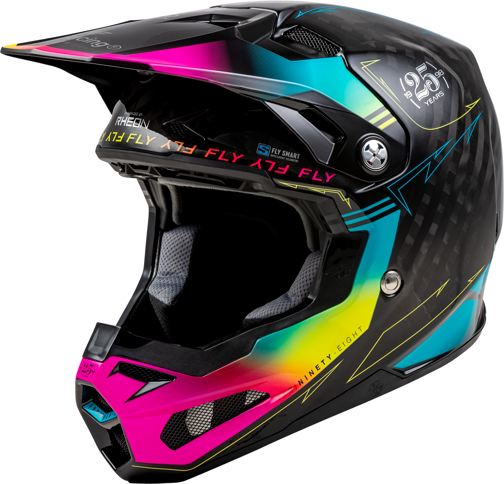 Fly Racing Formula S Carbon Legacy Helmet 2X-Large Offroad Full-Face Black Electric Blue Fuchsia