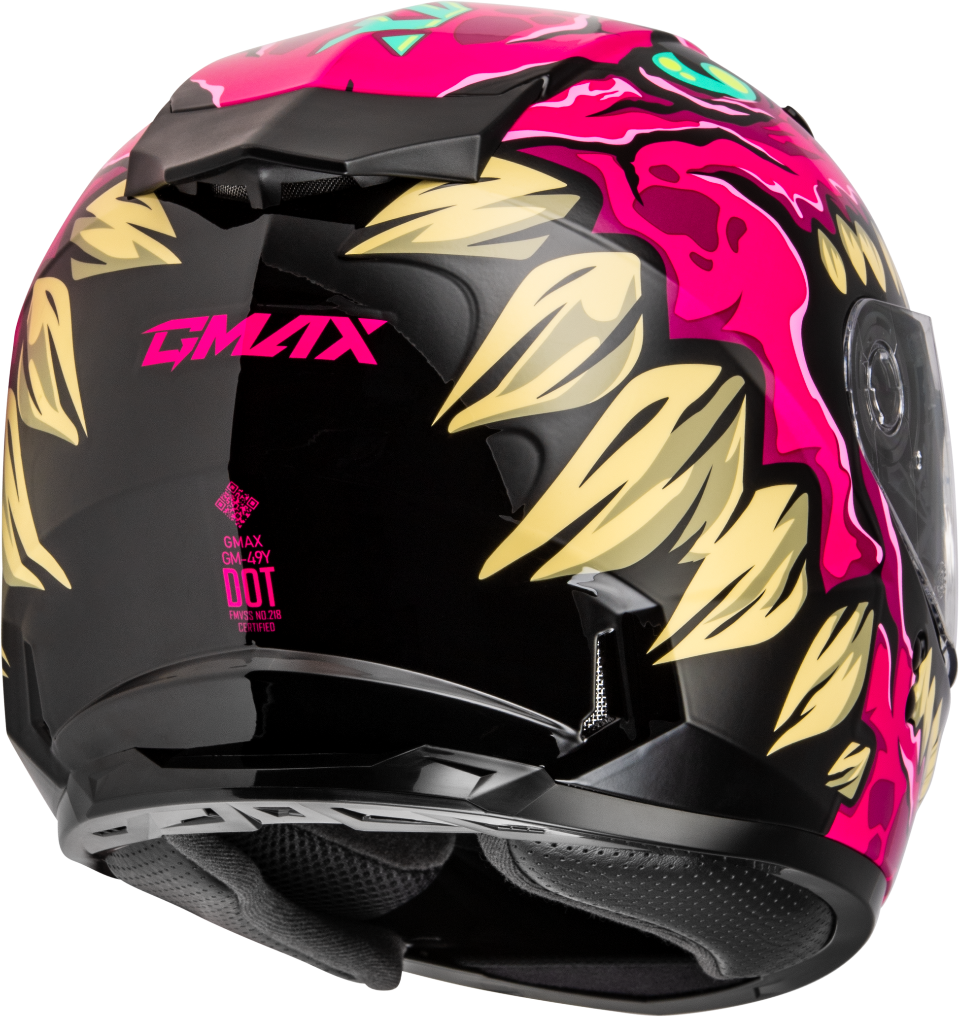 GMAX Youth GM-49Y Drax Helmet in Pink – Full-Face Street Helmet with Adjustable Fit for Kids