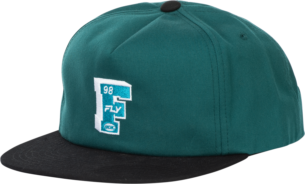 Fly Racing Varsity Hat in Teal with Embroidered Logo and Adjustable Snapback Closure