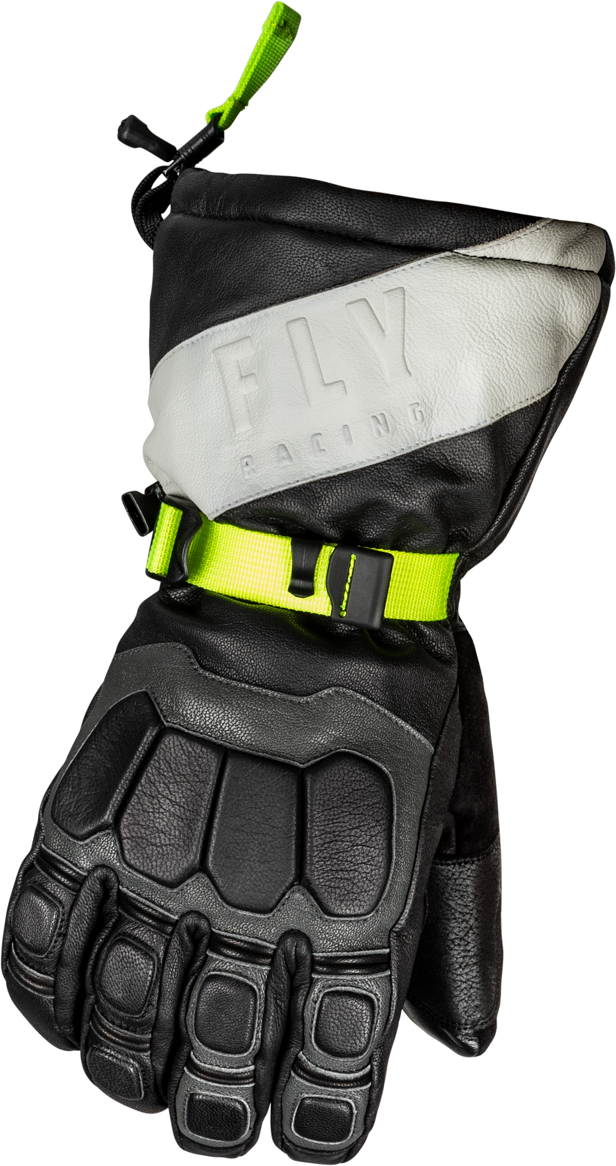 Fly Racing Glacier Gloves Large Black/Grey/Hi-Vis Yellow – Waterproof Cold Weather Snow Gloves with Touch Screen Compatibility
