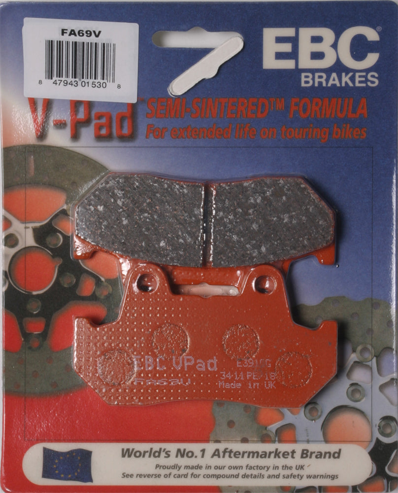 EBC Brakes FA69V Semi Sintered V Series Brake Pads for Cruiser and Big Twin Motorcycles