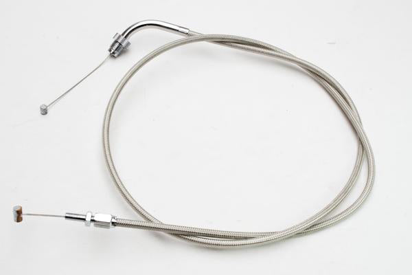 MOTION PRO Armor Coat Throttle Push Cable - Street Control Cables with Stainless Steel Weave and Chrome Fittings