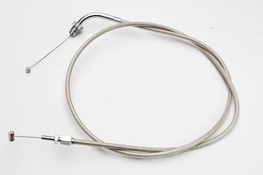 MOTION PRO Armor Coat Throttle Push Cable - Street Control Cables with Stainless Steel Weave and Chrome Fittings