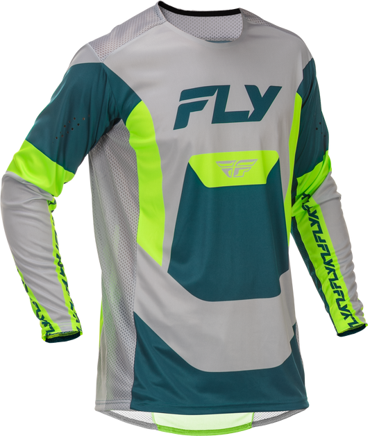 Fly Racing Lite Jersey Grey, Lime & Teal - Medium Offroad Performance Shirt
