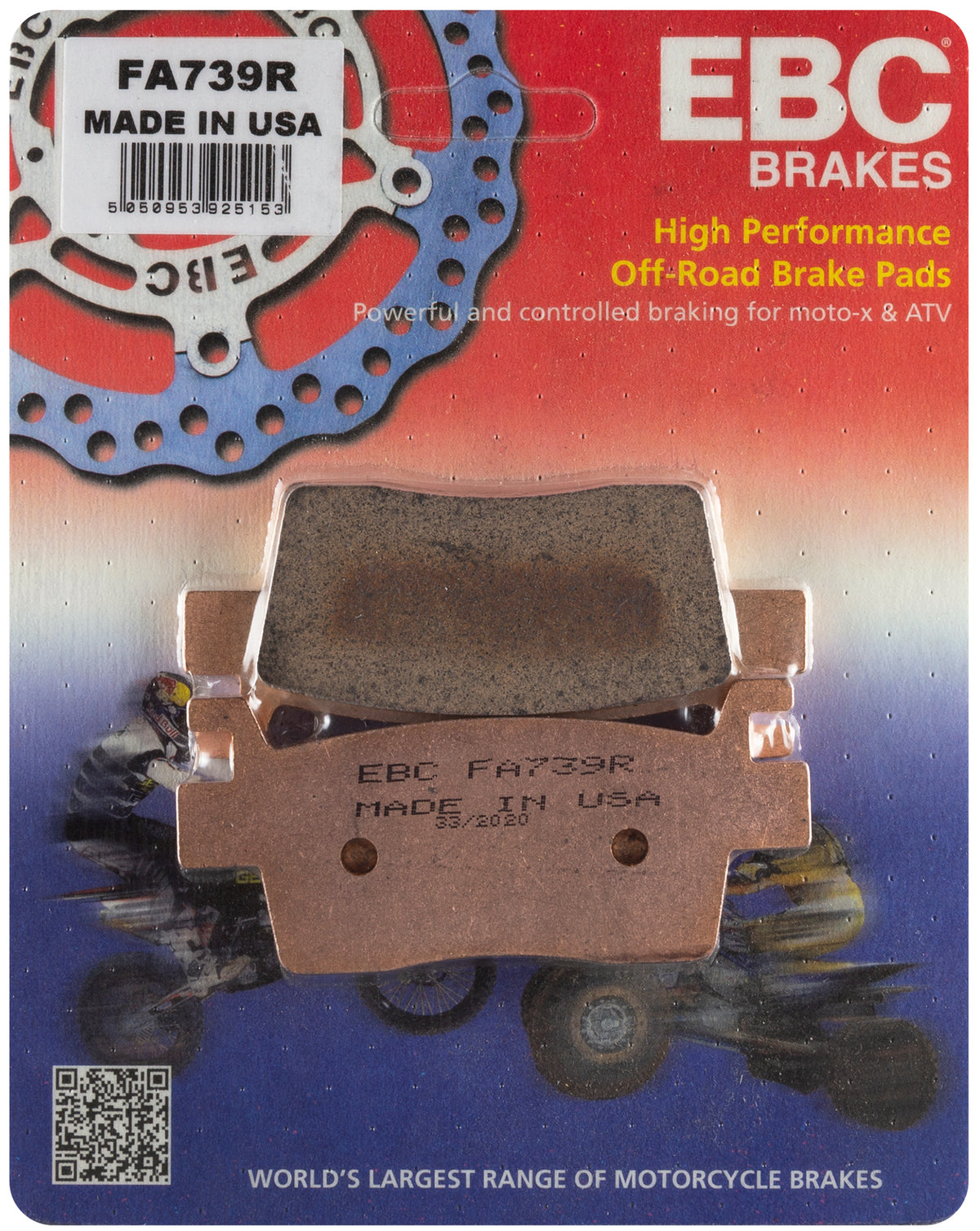 EBC Brake Pads Fa739R Sintered R Series for Kawasaki KRX 1000 and KRF 800 UTVs