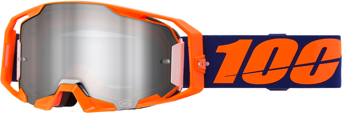 100 Percent Armatic Goggle Neon Orange with Silver Flash Lens for Offroad Motocross