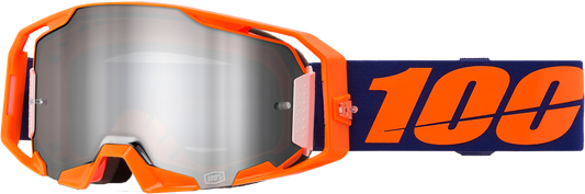 100 Percent Armatic Goggle Neon Orange with Silver Flash Lens for Offroad Motocross
