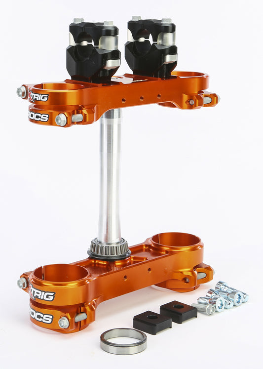 XTRIG ROCs Tech Clamp Set for KTM, Husqvarna, and Gas Gas - Orange Anodized Aluminum Suspension Component