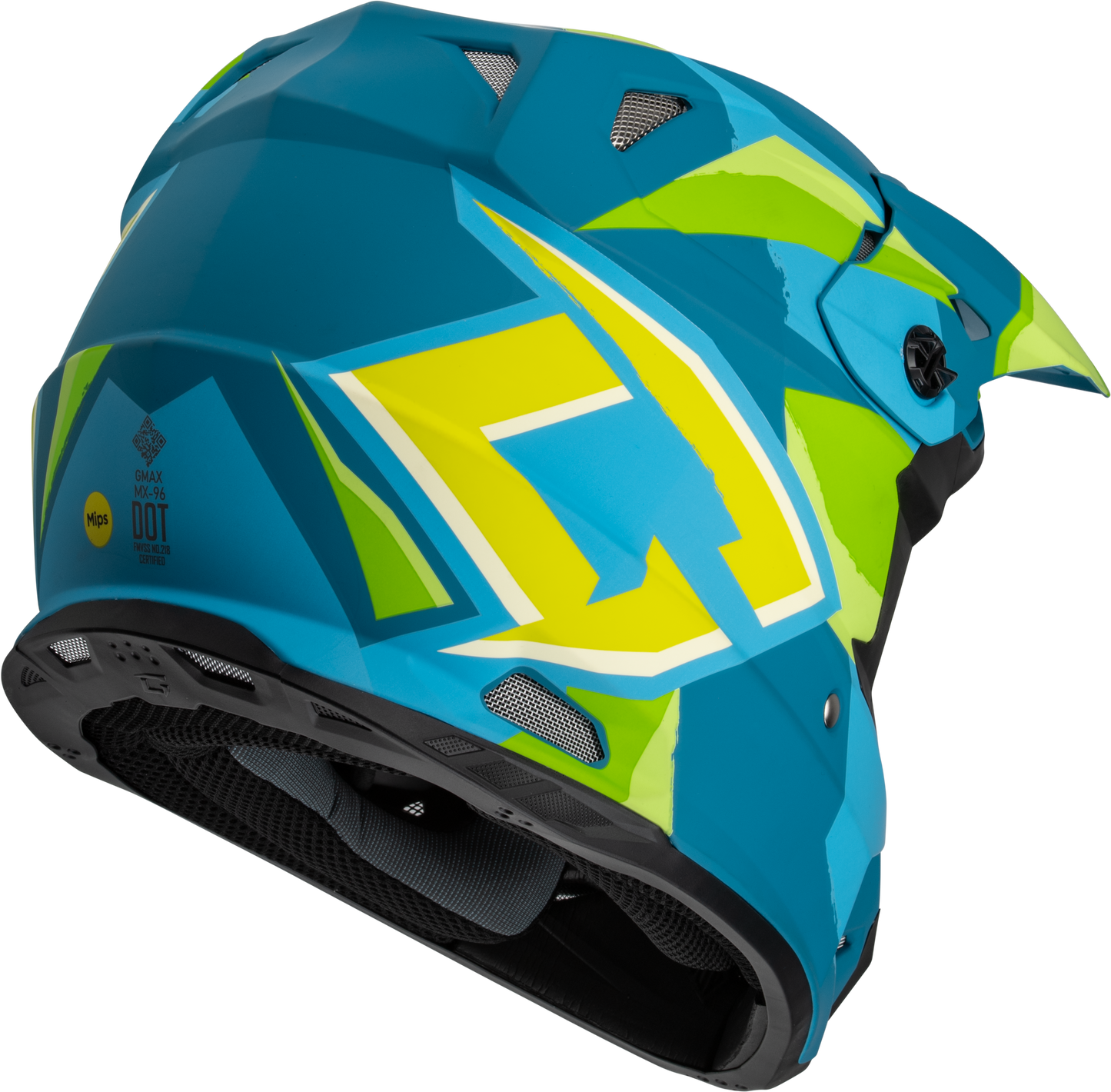 GMAX MX-96 Off-Road Helmet Matte Blue/Green 2X-Large - Durable Lightweight DOT Approved Design with Ventilation and MIPS Protection