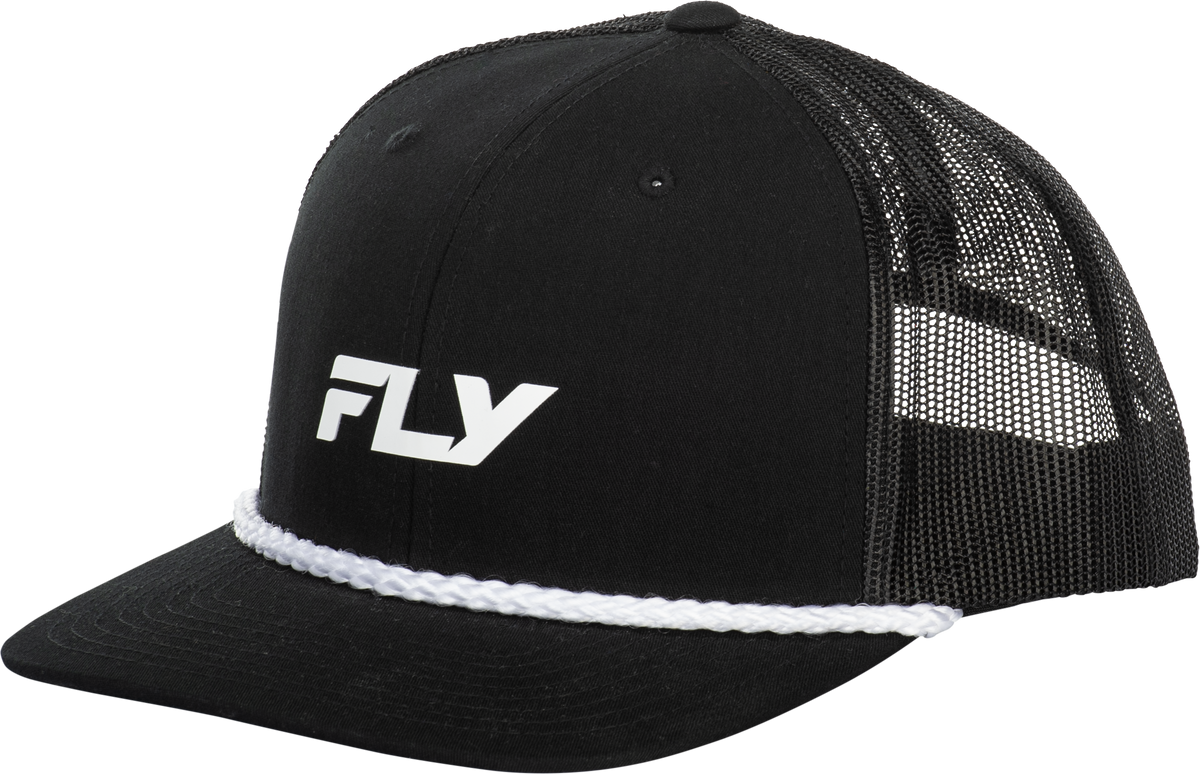 Fly Racing Black Trucker Hat with Adjustable Snapback Closure