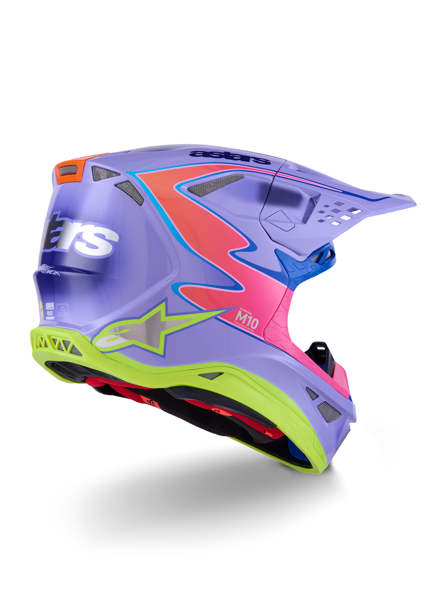 Alpinestars S-M10 Jett Lawrence Off-Road Helmet – X-Large, Gloss Finish, Purple/Pink Fluo/Yellow Fluo