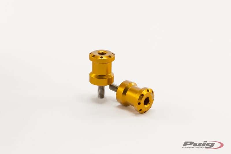 PUIG Swingarm Spools Hi Tech 6mm Gold 2-Pack for Aprilia and Dorsoduro Models