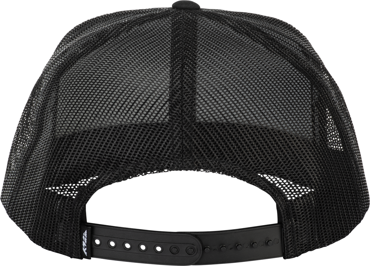 Fly Racing Black Trucker Hat with Adjustable Snapback Closure