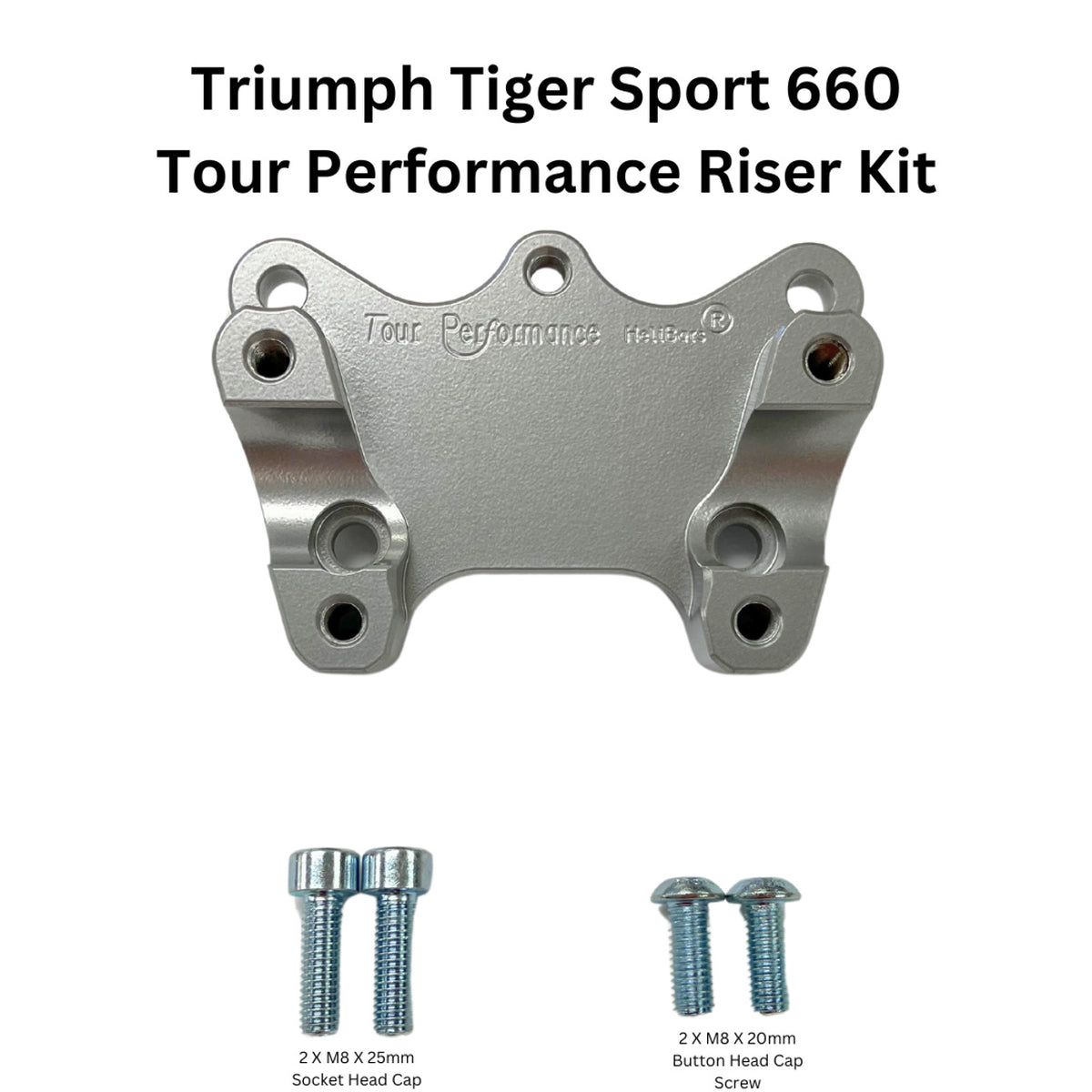 HeliBars Handlebar Risers with Ram Ball - Silver for Street Motorcycles (Part HR06189-RB)