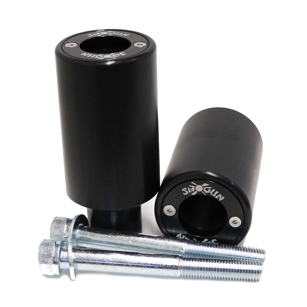 Shogun Pa2 Frame Sliders for Suzuki SV650 – Black and White Body Guards with One-Year Free Replacement Offer