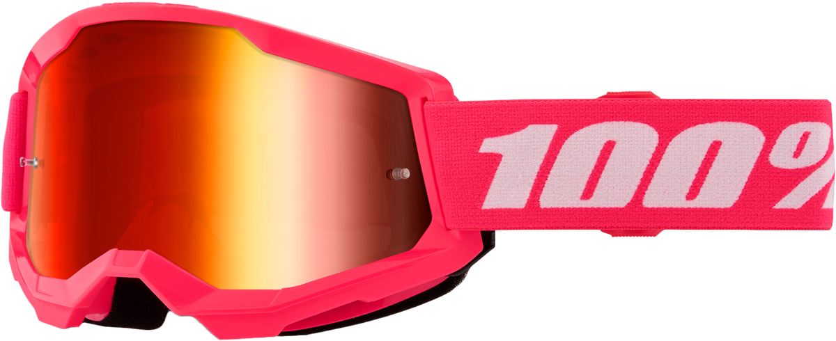100-PERCENT Strata 2 Goggle Pink with Mirror Red Lens for Offroad Riding