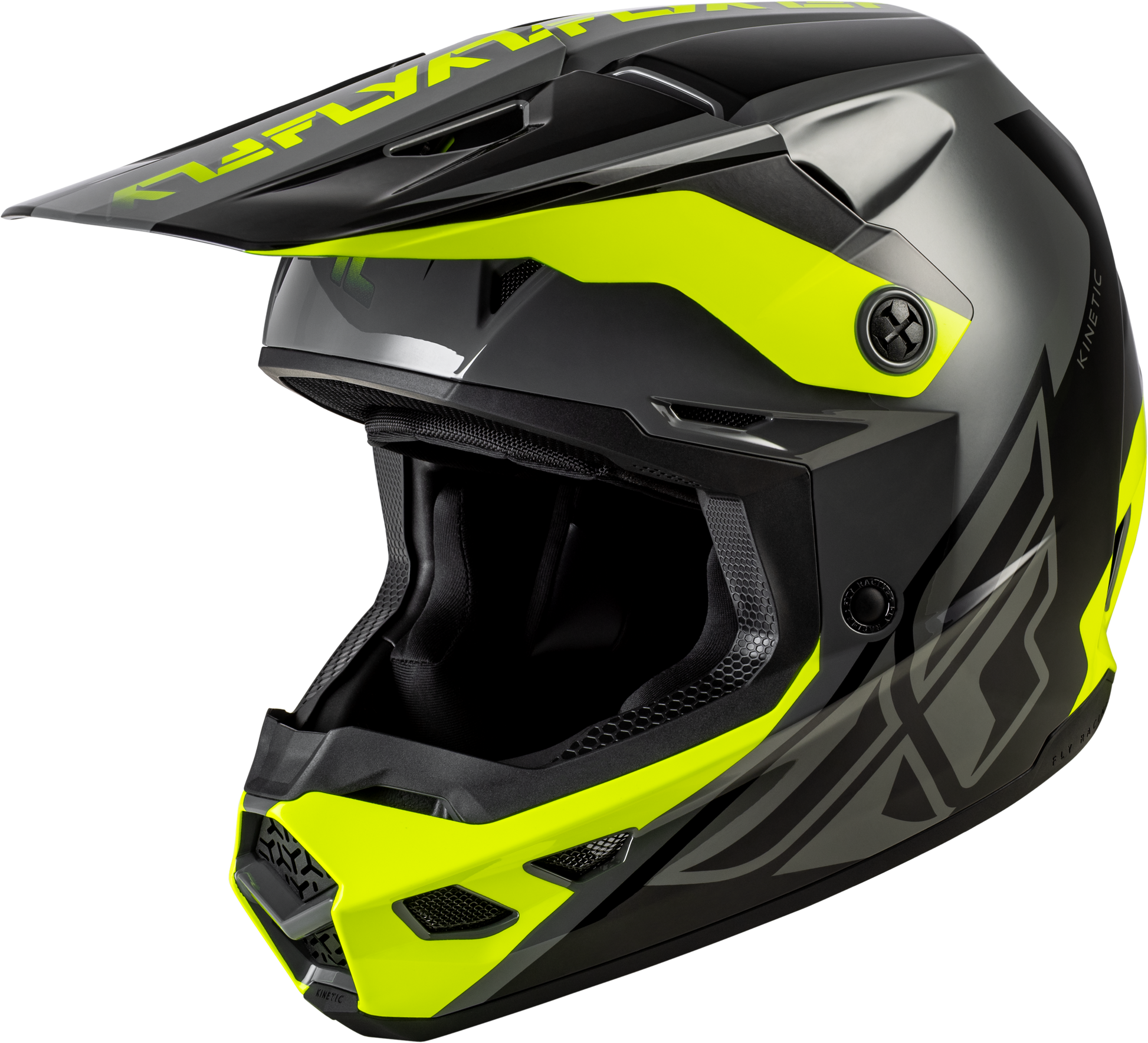 FLY Racing Kinetic Crest Off-Road Helmet Large Grey/Black/Hi-Vis Yellow