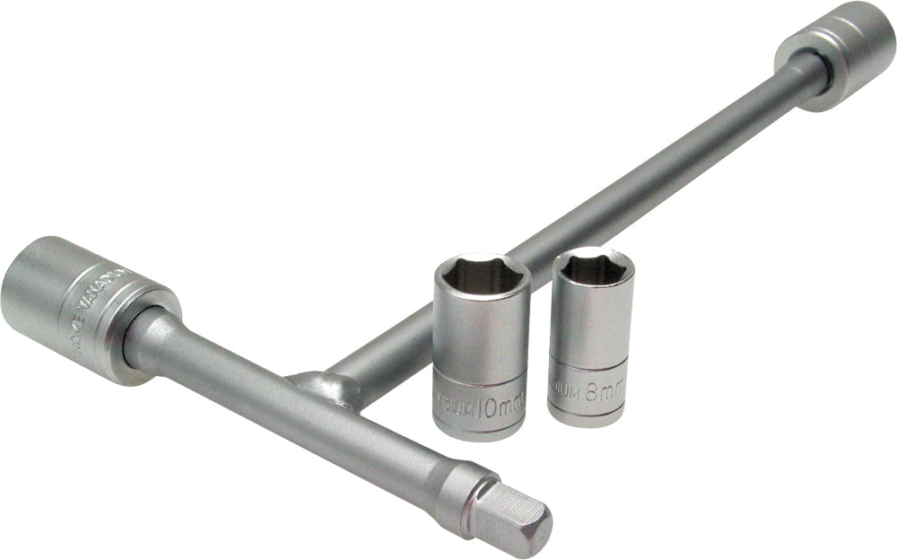 MOTION PRO Tri Drive Mini T Handle Tool Set with 8mm, 10mm, 12mm, and 13mm Sockets
