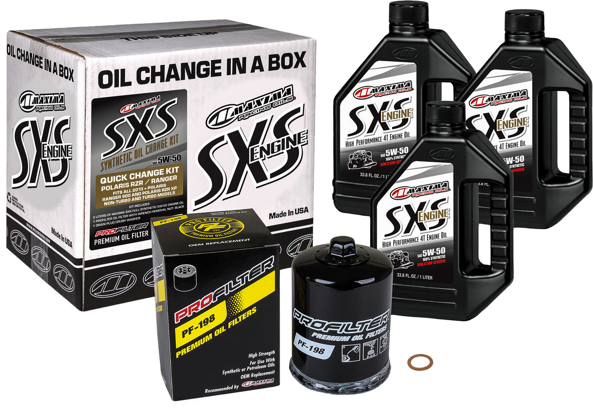 Maxima SXS Oil Quick Change Kit 5W50 with Black Oil Filter for Side-by-Side Engines