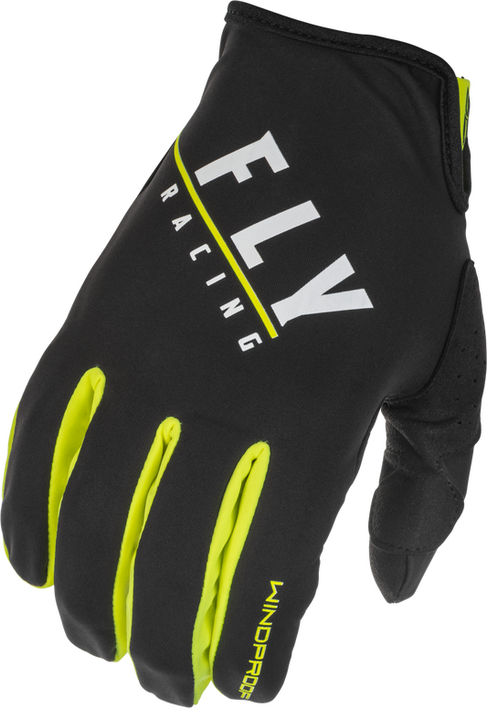 Fly Racing Windproof Gloves US 09 Black, Grey & Hi-Vis Yellow for Snow Sports